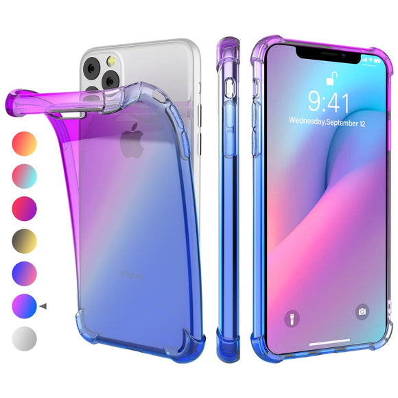 Case Silicone Anti-Scratch Gradient Color Shockproof Soft TPU Case for iPhone 11 2019 Case Clear